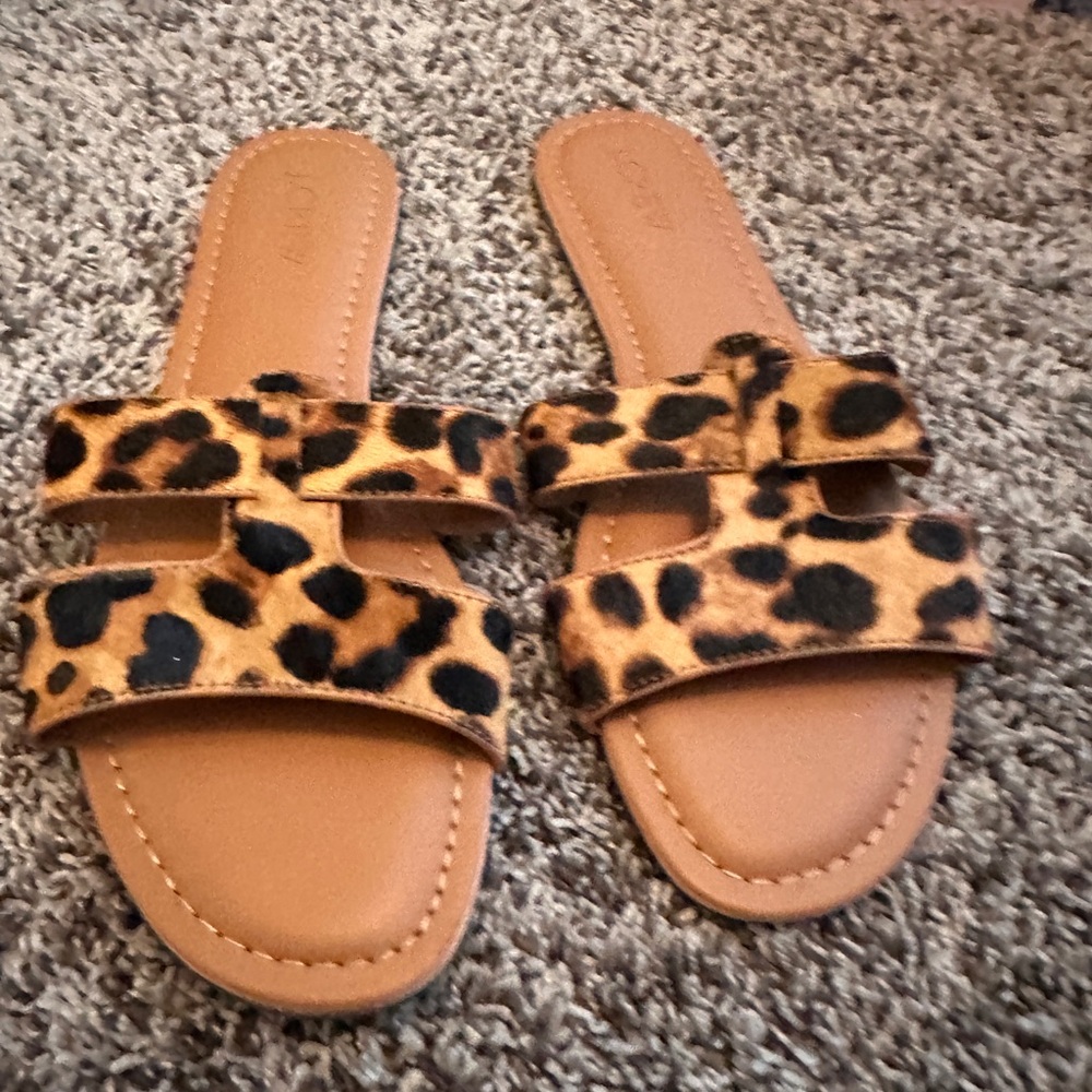 J Crew leopard slides